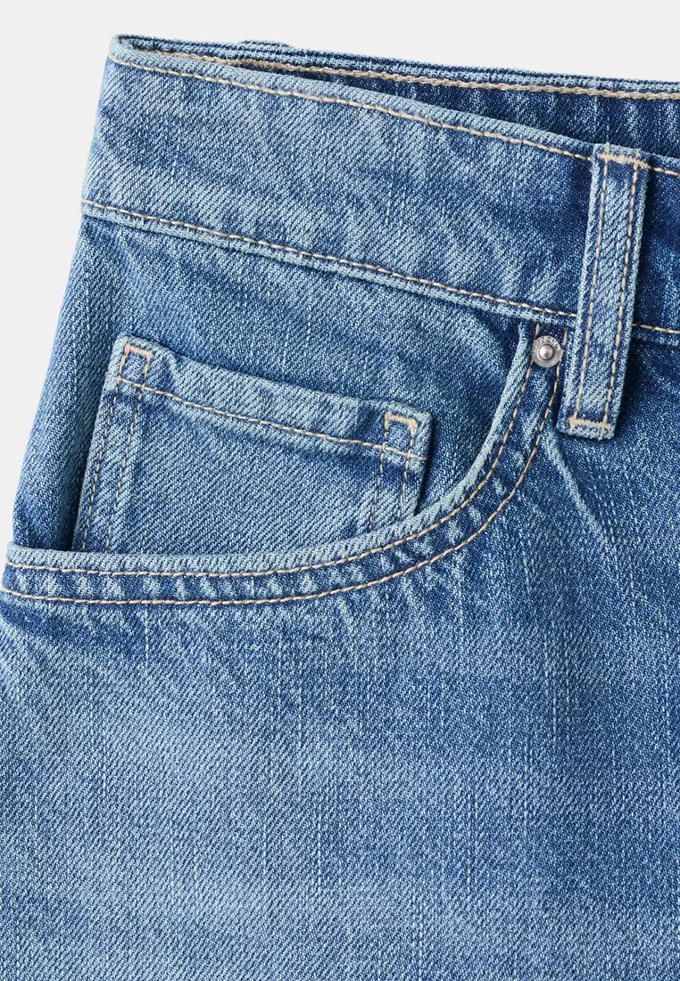 Straight Mid-Rise Denim Shorts