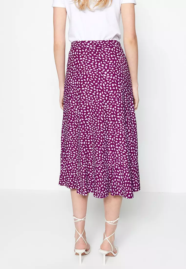 Buy Trendyol Purple Printed High Waist Midi Elastic Knitted