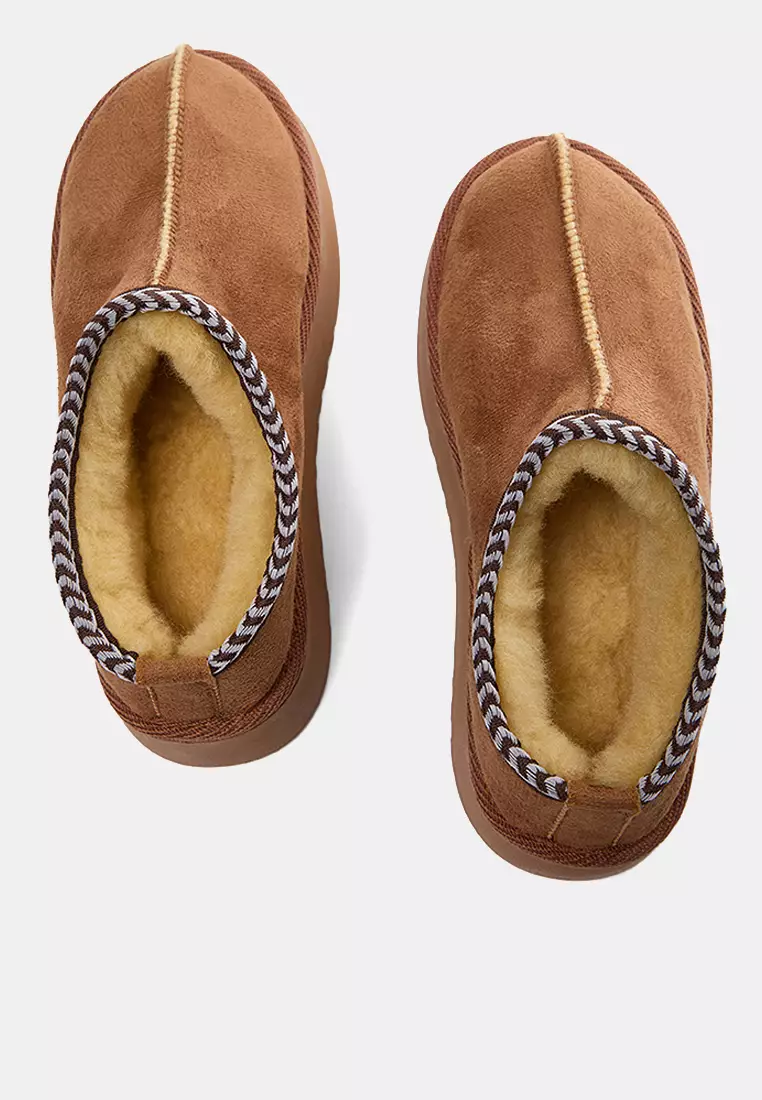 Tan Sheepskin Thick Sole Boots
