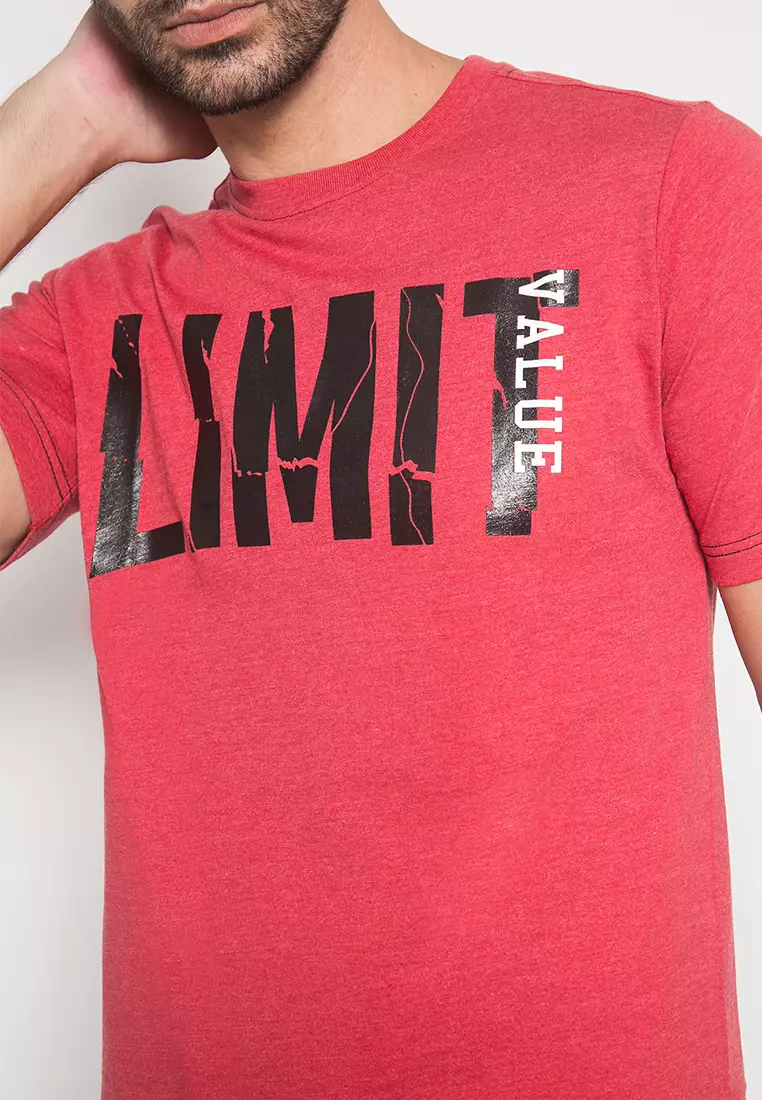 Johnwin - Kaos Casual - Sablon - Merah - Slim Fit - ATS.622.M343.01.C