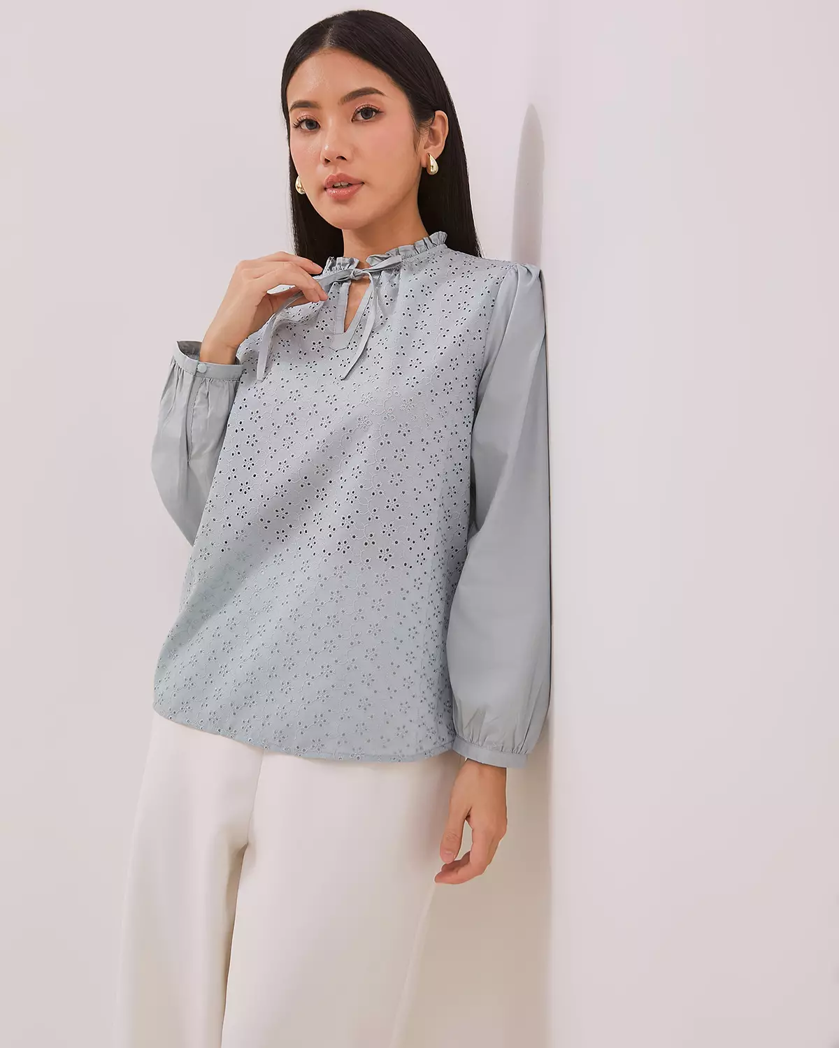 WOMEN'S GREEN LONG SLEEVED BLOUSE