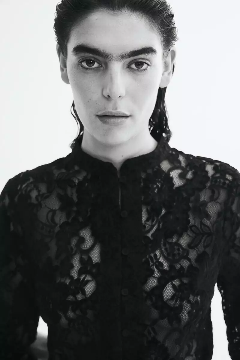 Button-front lace top