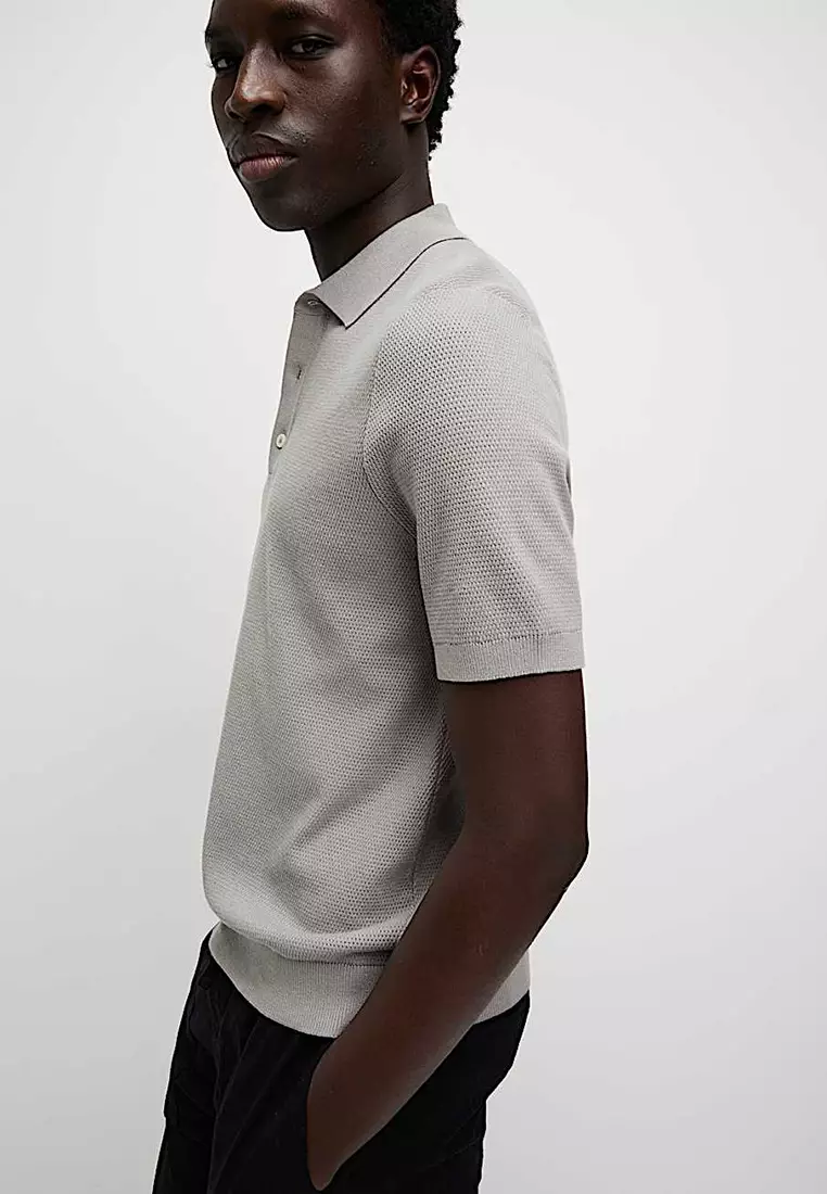 Cotton Rich Textured Knitted Polo Shirt