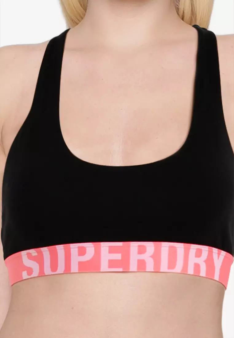 Superdry Womens Organic Cotton Large Logo Bikini Briefs, Elasticated Hem  Black/Fluro Coral Size 2 at  Women's Clothing store