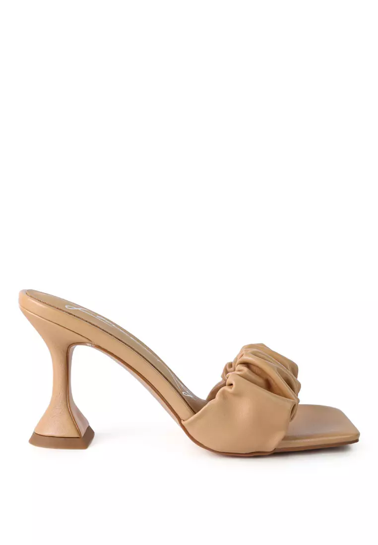 Discount on London Rag  shoes - SKU: Macchiato Spool Heeled Ruched Sandals