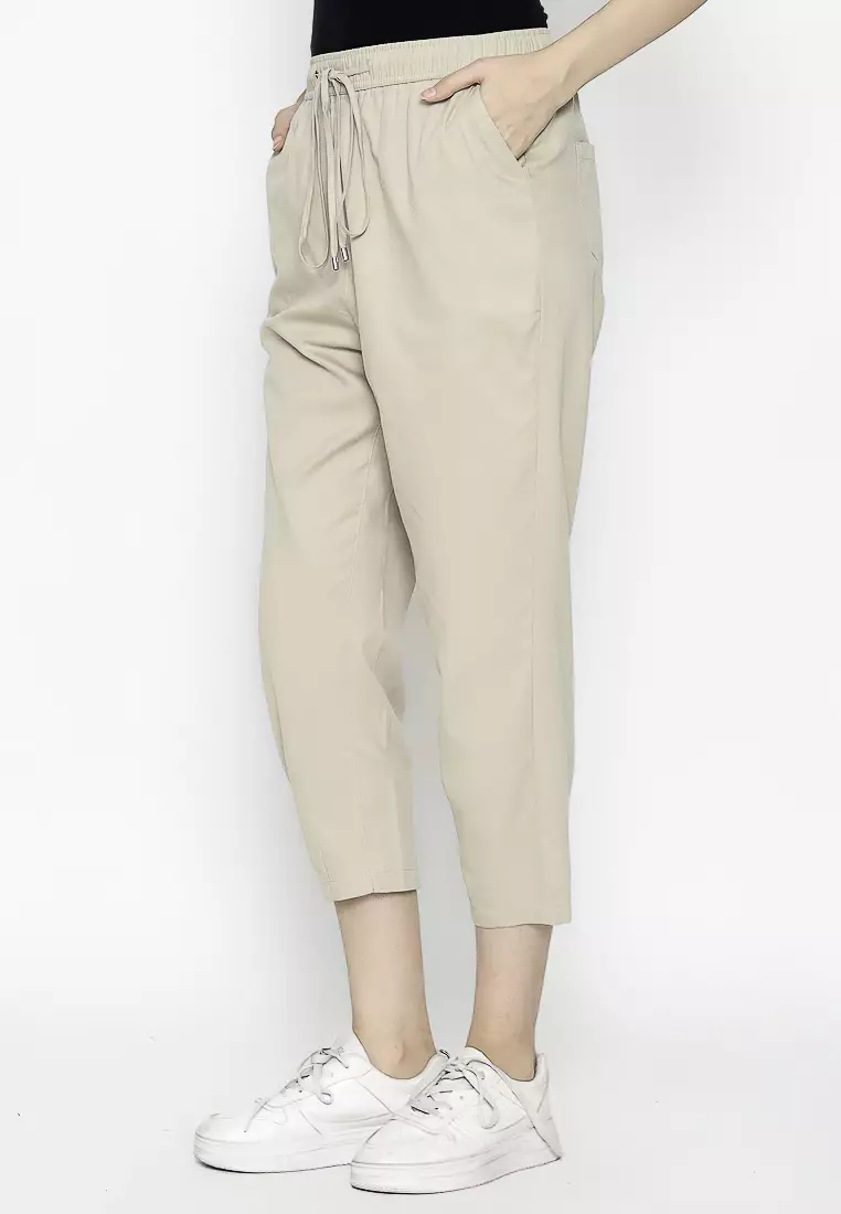 Urban Exchange Gianna Beige Tapered Pants - Casual Pants Celana Panjang Beige Warna Beige
