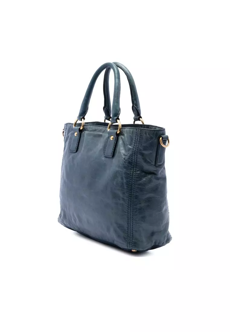 Pre-Loved Prada Vitello Shine Front Pocket Convertible Tote