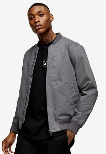 grey ottoman ribbed bomber jacket