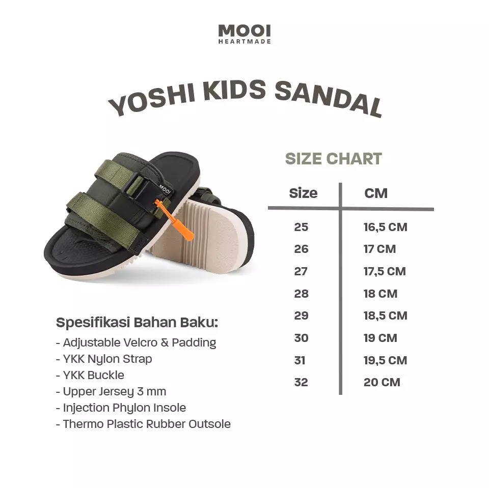 Mooi Sandal Traveling Anak Yoshi - Army