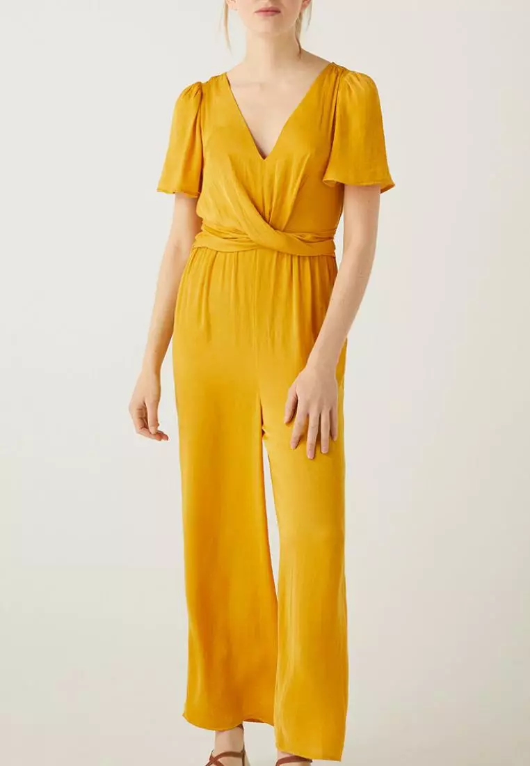 Short Sleeve Jumpsuit - Mustard Yellow