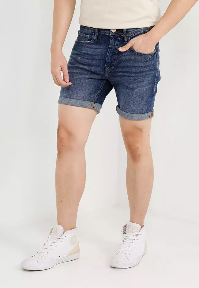 mens slim fit denim shorts