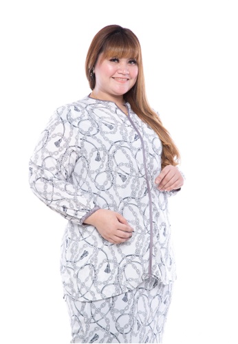 Buy Kurung Stella in White from LoveLily in Grey and White and Multi at Zalora