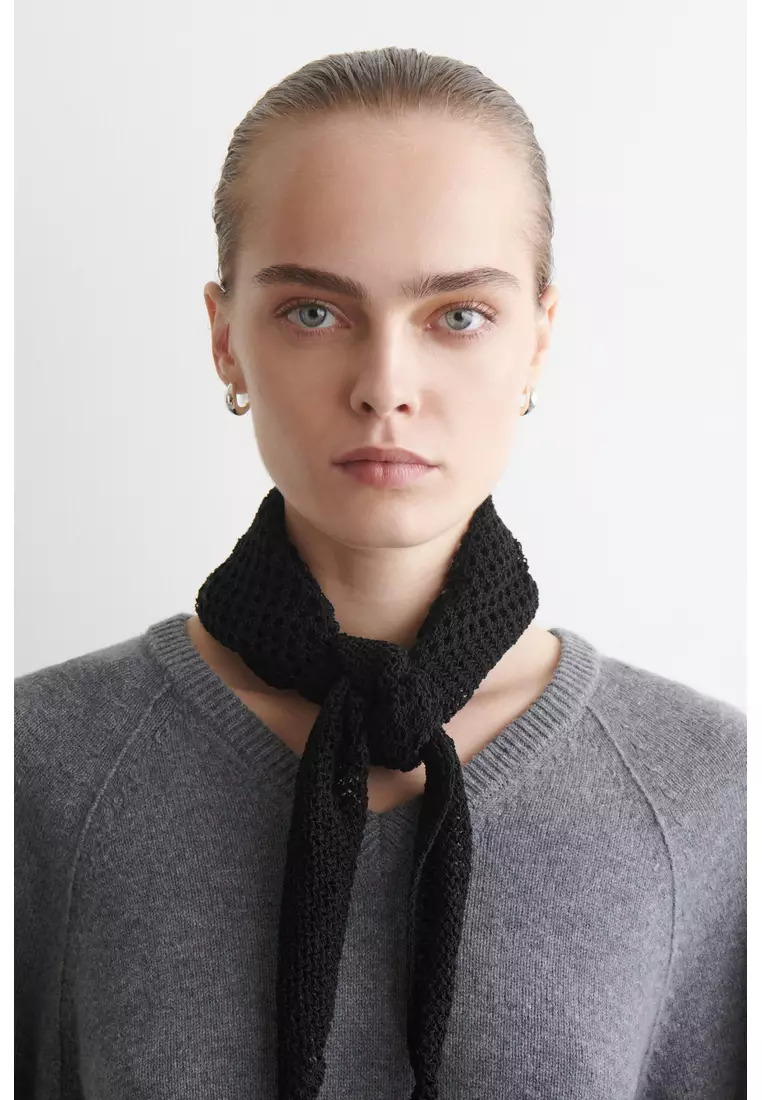 POINTELLE-KNIT TRIANGLE SCARF