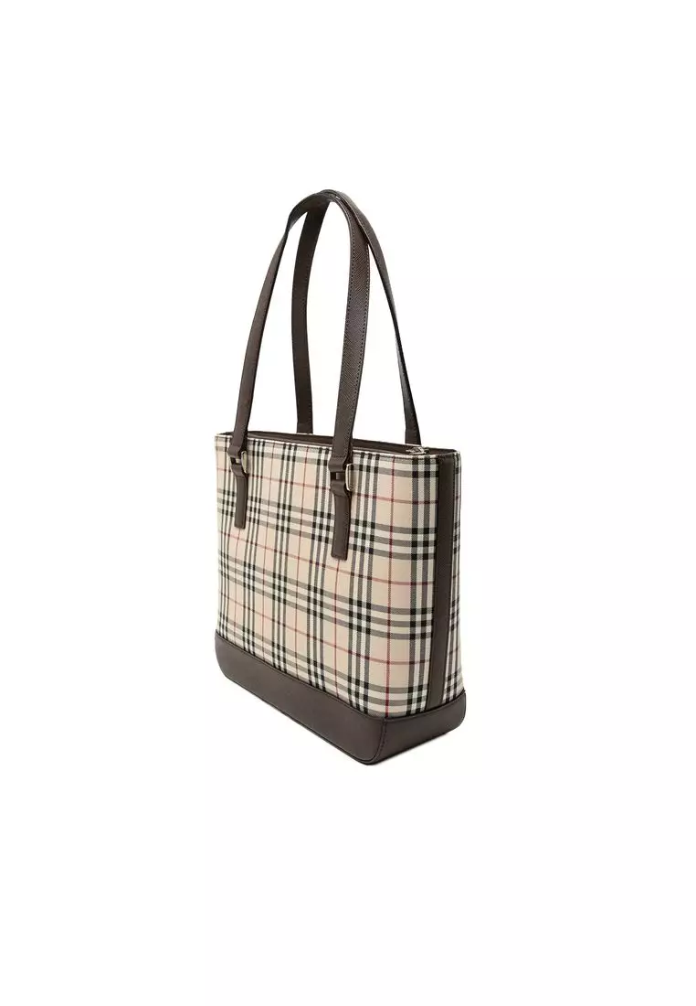 Pre-Loved Burberry House Check Canvas Tote