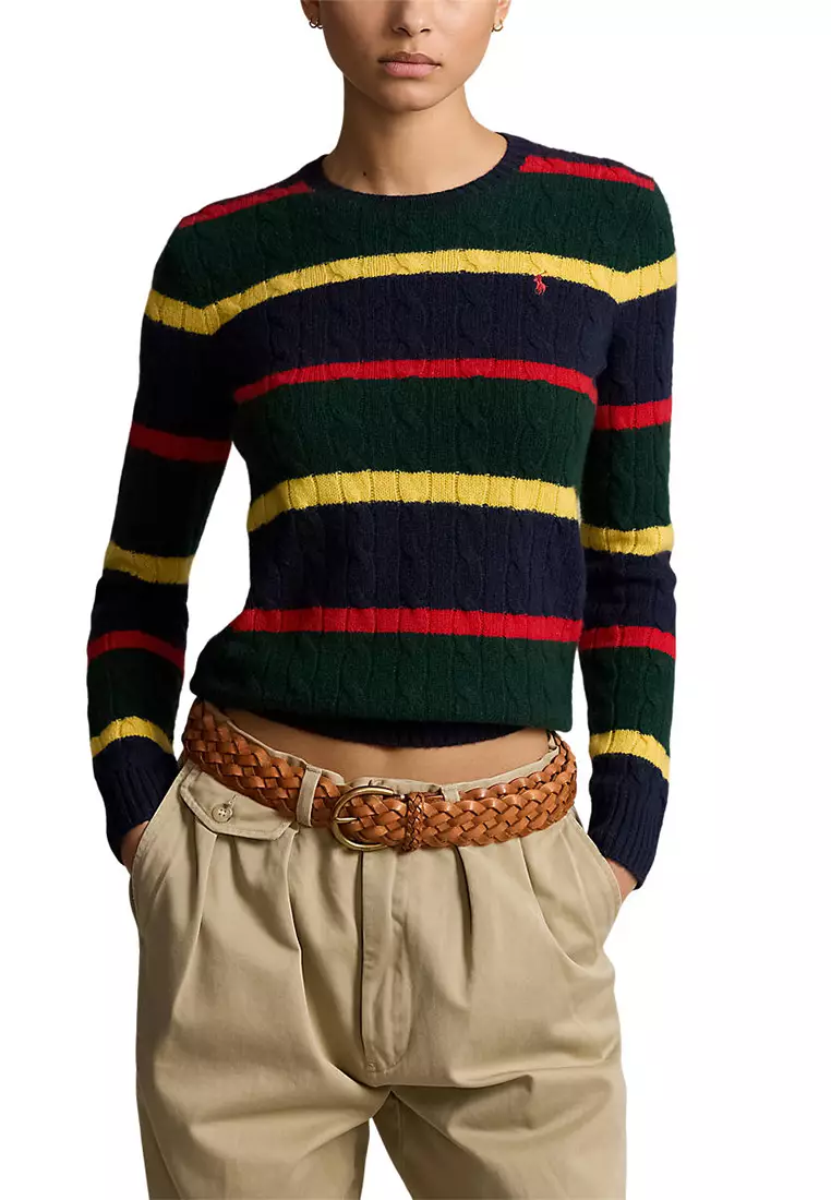 Buy Polo Ralph Lauren Striped Cable Knit Wool Cashmere Sweater Online Zalora Philippines