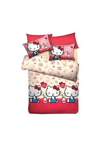 AKEMI Hello Kitty Fitted Bedsheet Set (Milk Time) 0C686HLD180878GS_1