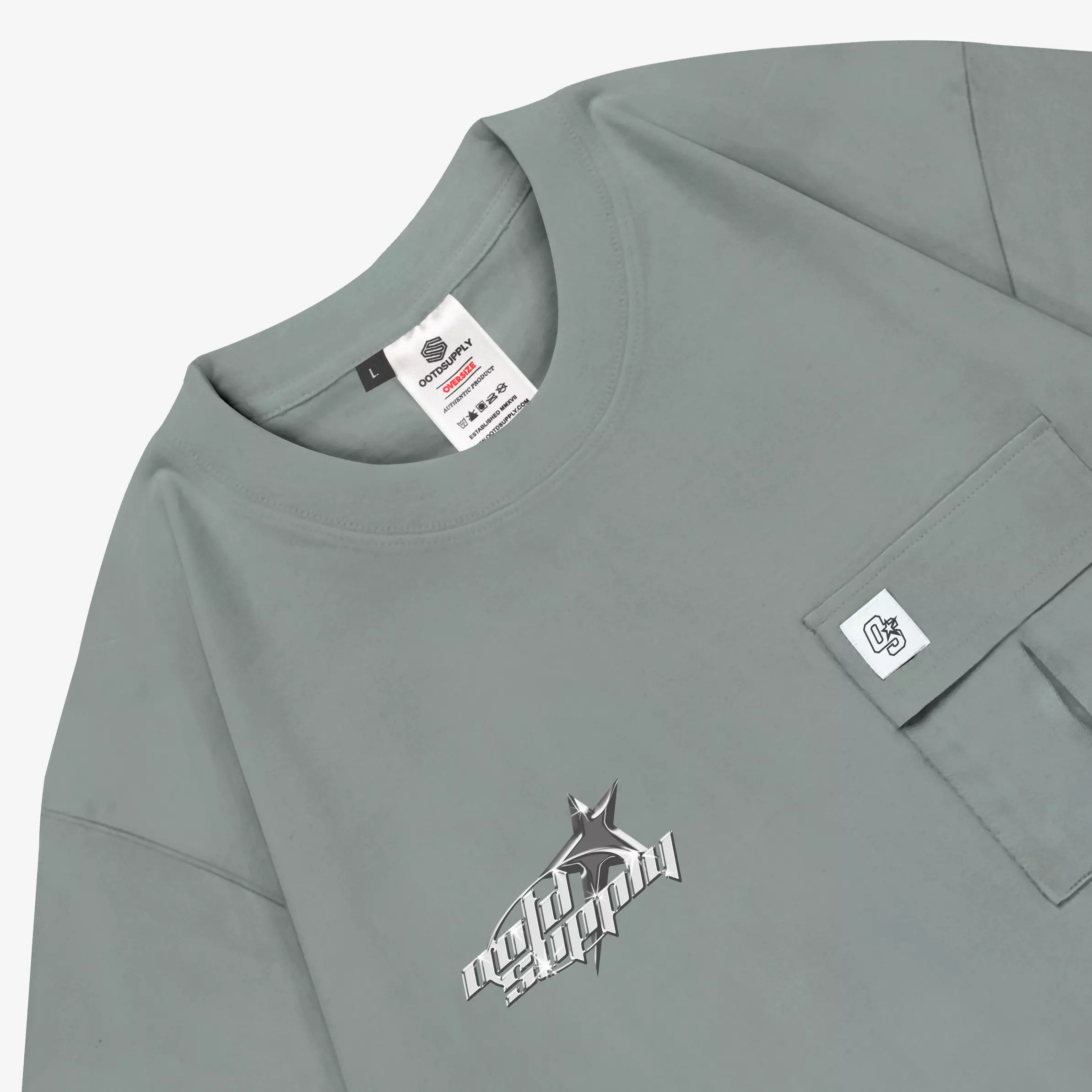 OOTDSUPPLY Pocket Oversized Supernova V.2 Black & Smokey Grey I Oversize Pria and Wanita OPCTV2004