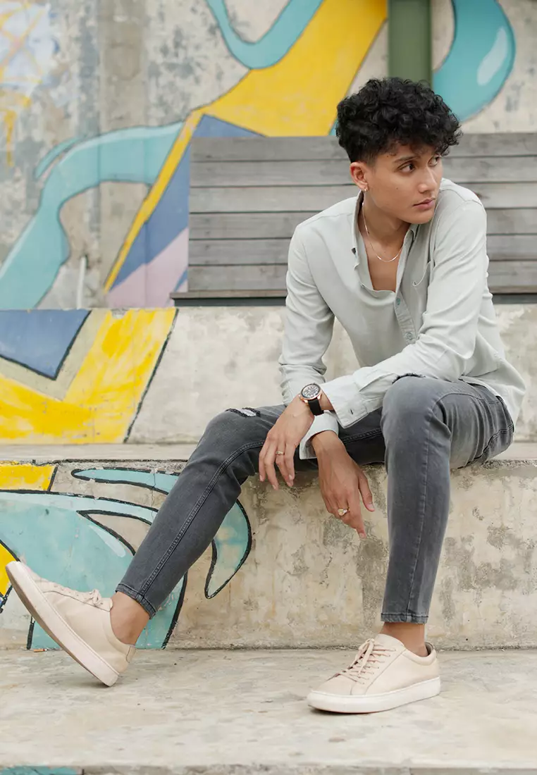 Skinny Ripped Jeans Stretch Faded Grey OXCON