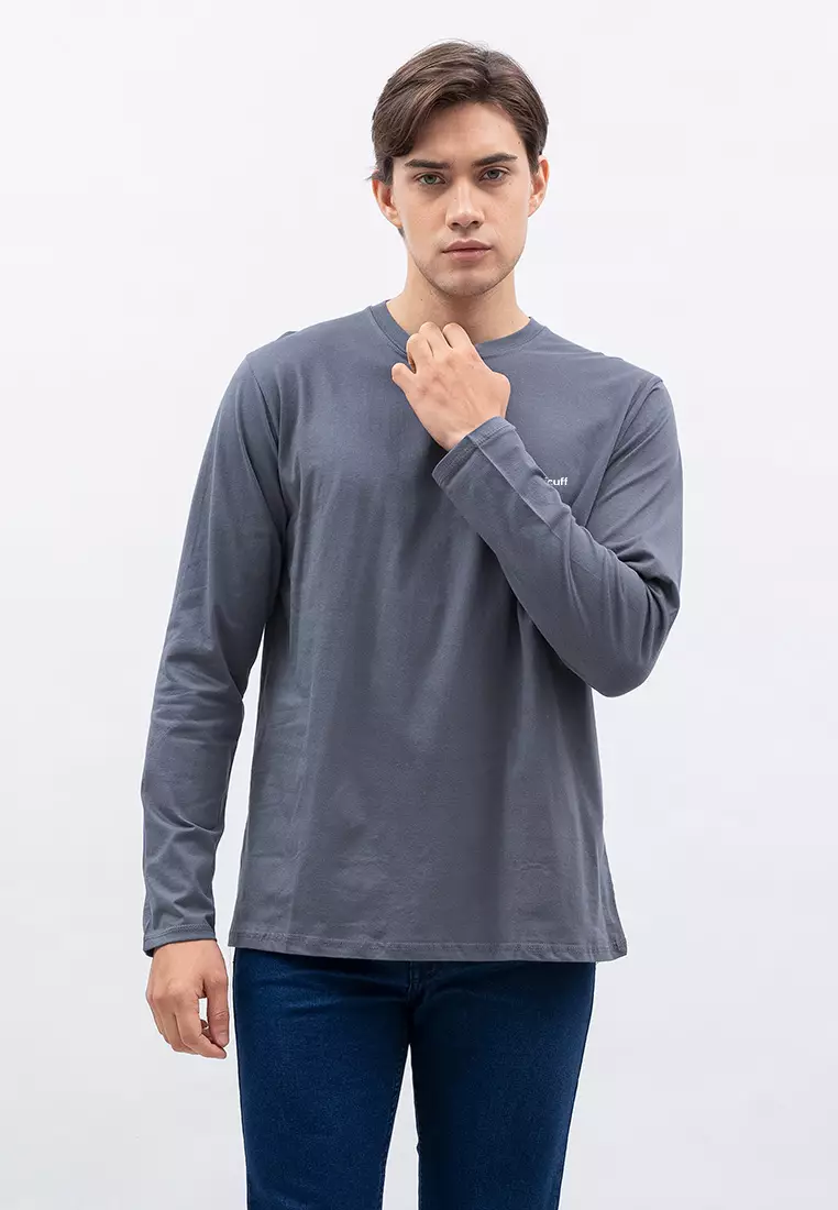 Houseofcuff Kaos Cotton Combed Lengan Panjang Pria Abu Tua