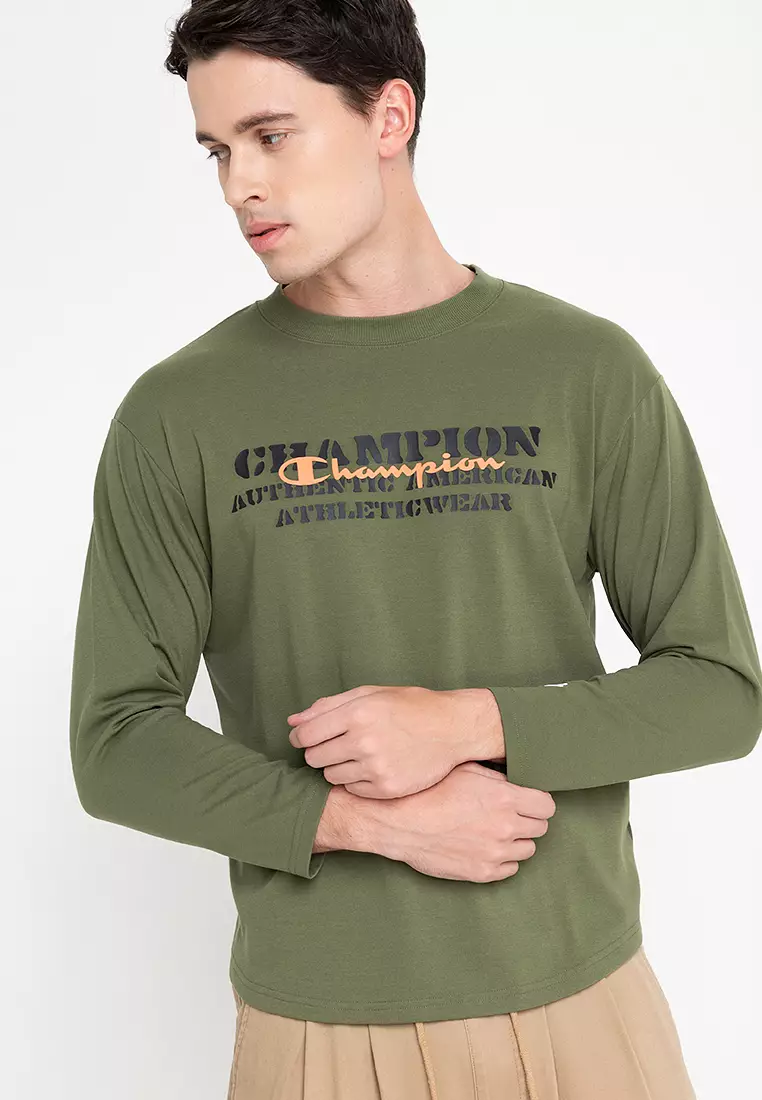 Olive green champion long cheap sleeve shirt