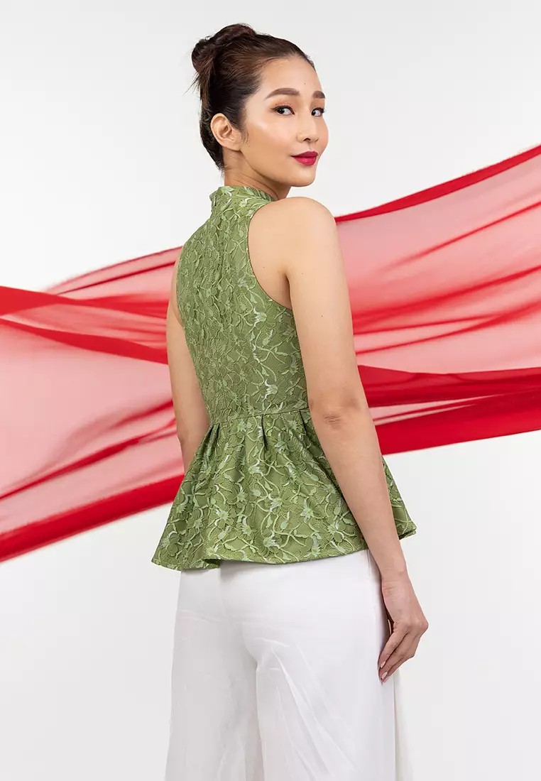 Buy Zalora Studios Peplum Top in Jade 2024 Online ZALORA Singapore