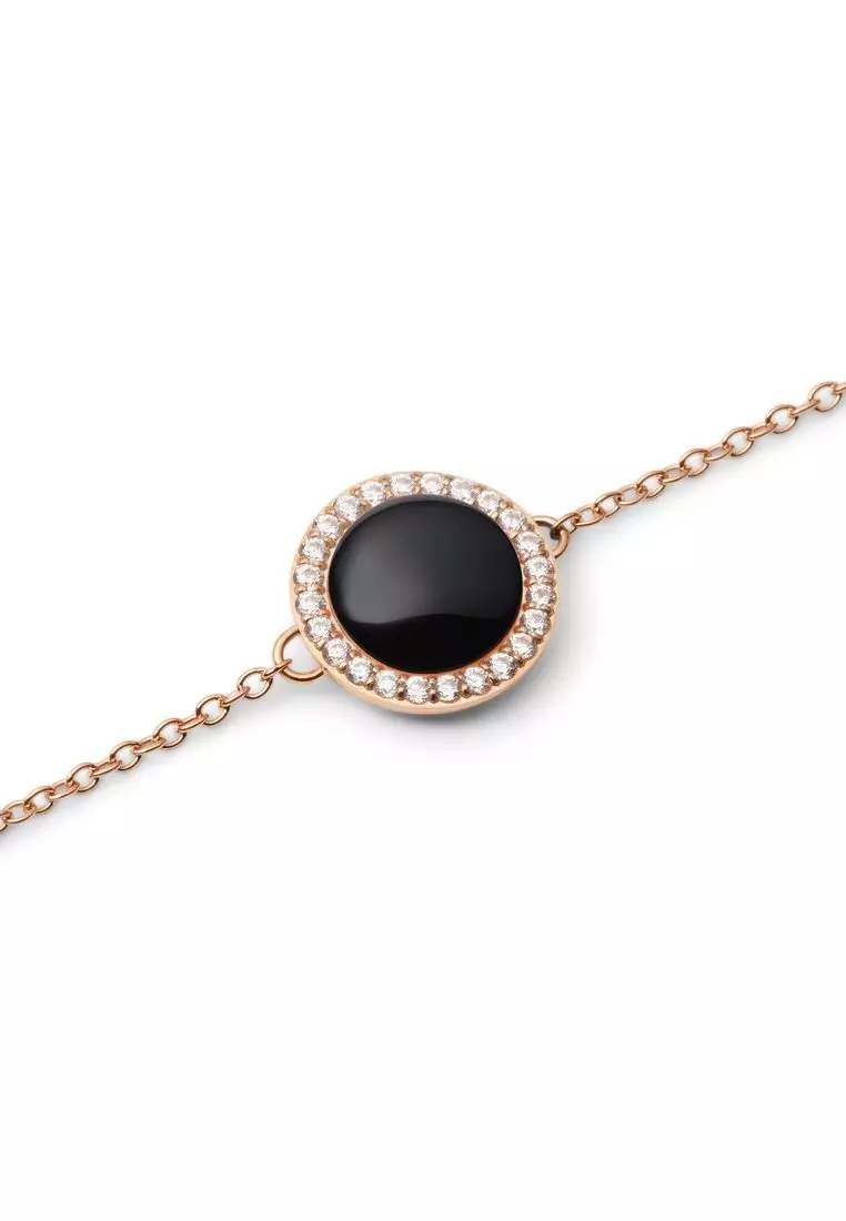 Audrey Bracelet Black Agathe Rose Gold - Unisex Bracelet for women and men stainless steel Bracelet DW Official Authentic Original