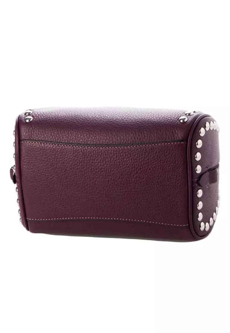 Sydney Satchel With Rivets - Deep Berry