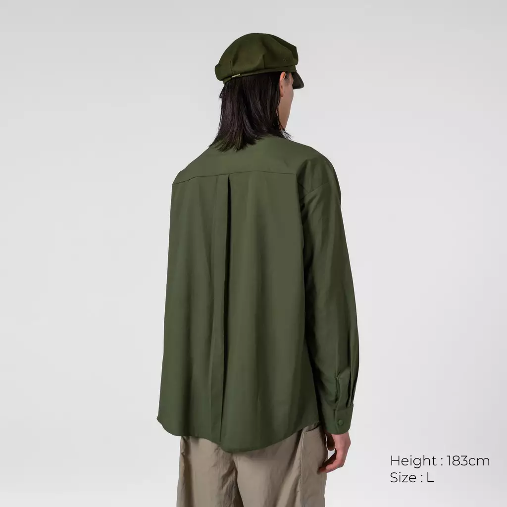 Kemeja Bodypack Pierce Oversize Boxy Long Sleeve Shirt - Olive