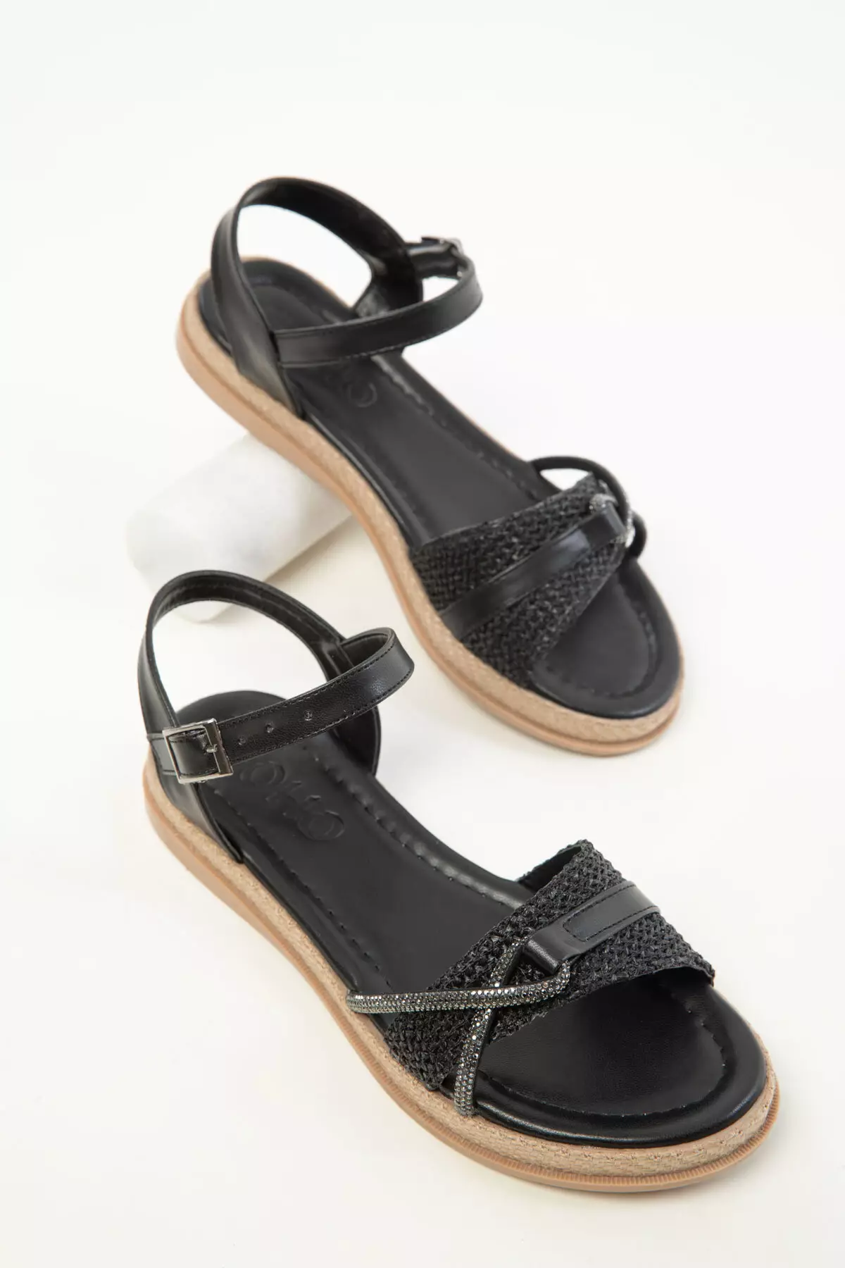Black-Wicker Women's Sandals 20393