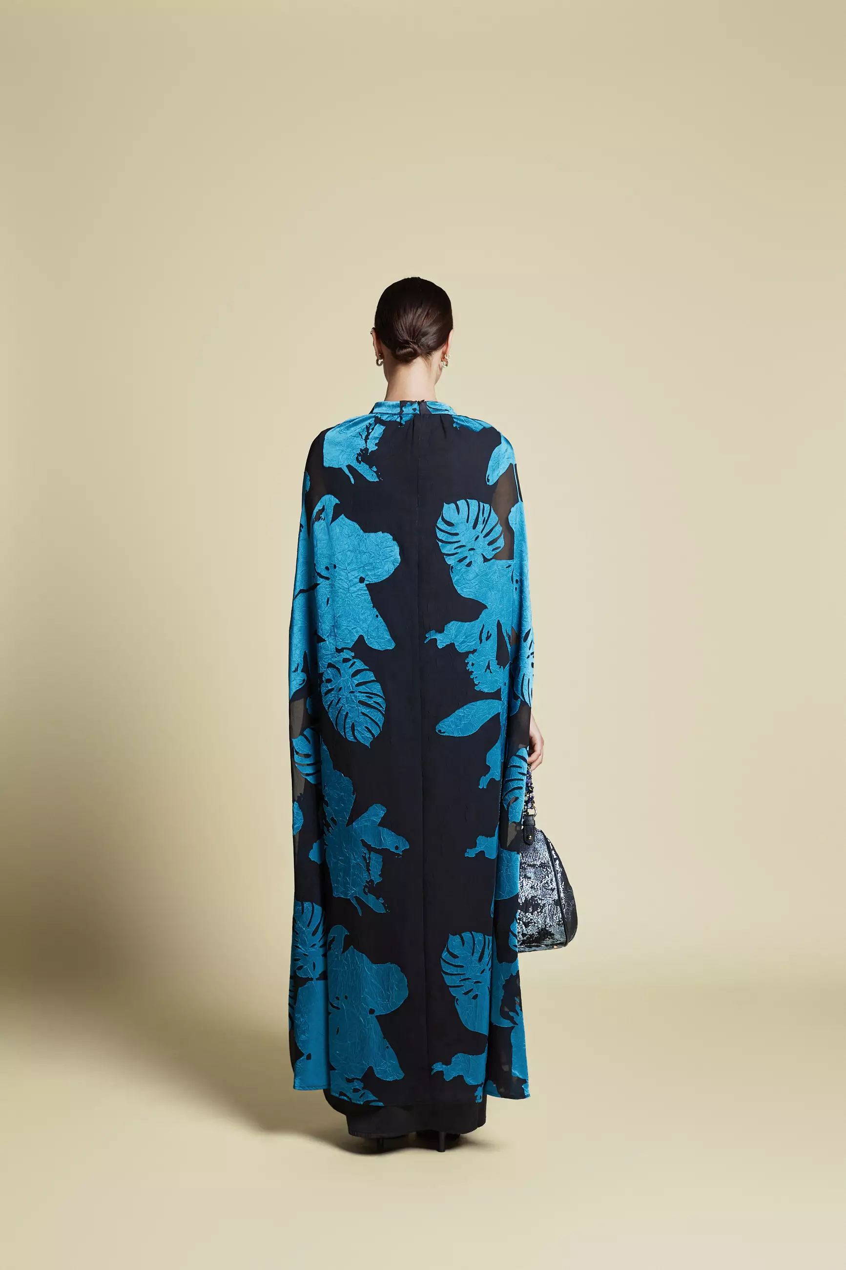 DEMURE&CO - Abstract Filcoupè Foliage Kaftan Dress Abstract Blue