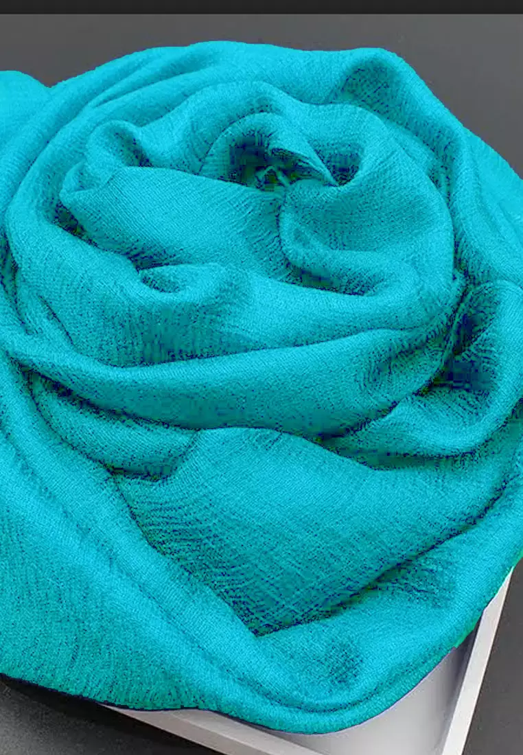 Women's Accessories Plain Silk-Feel Shawl Syal Wanita Sutra Polos Turqouise