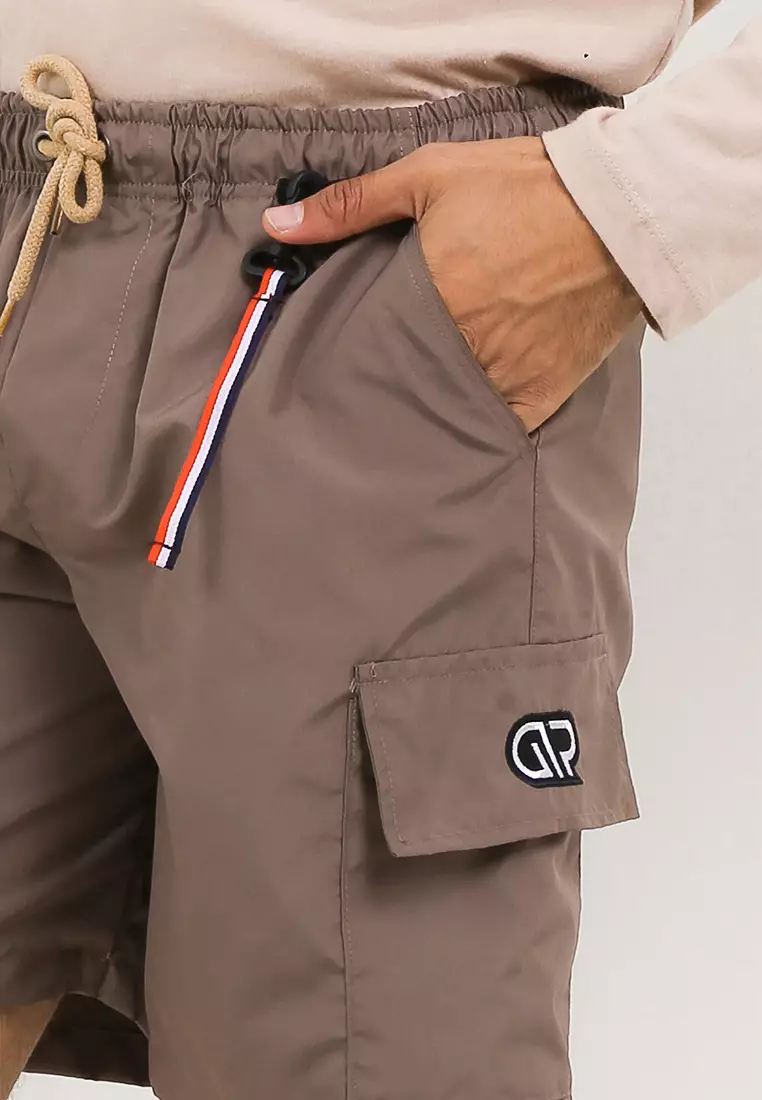 GRAHANGGRA Celana Boardshort Cargo Pants Polyester + Key Chain - Mocca Brown
