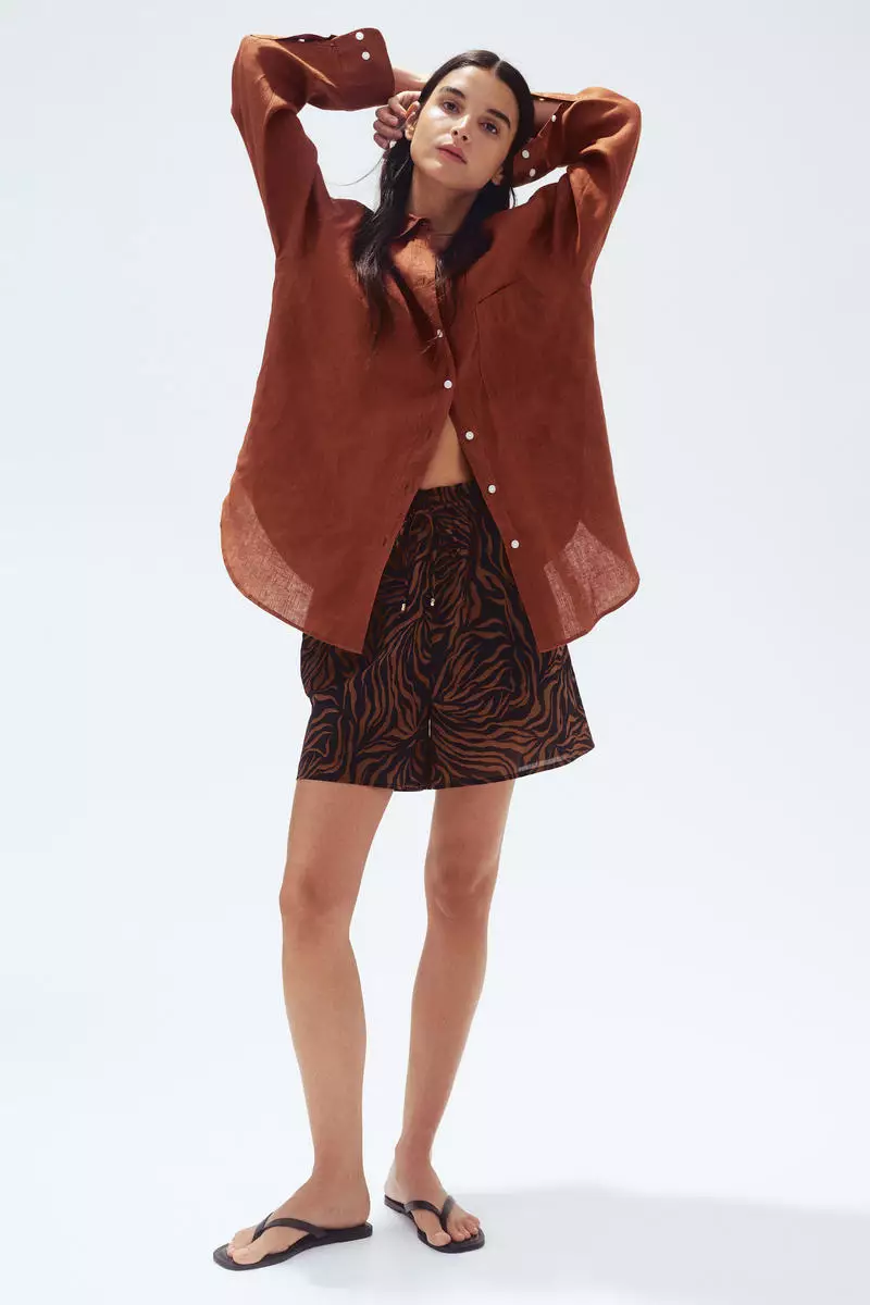 Printed drawstring shorts