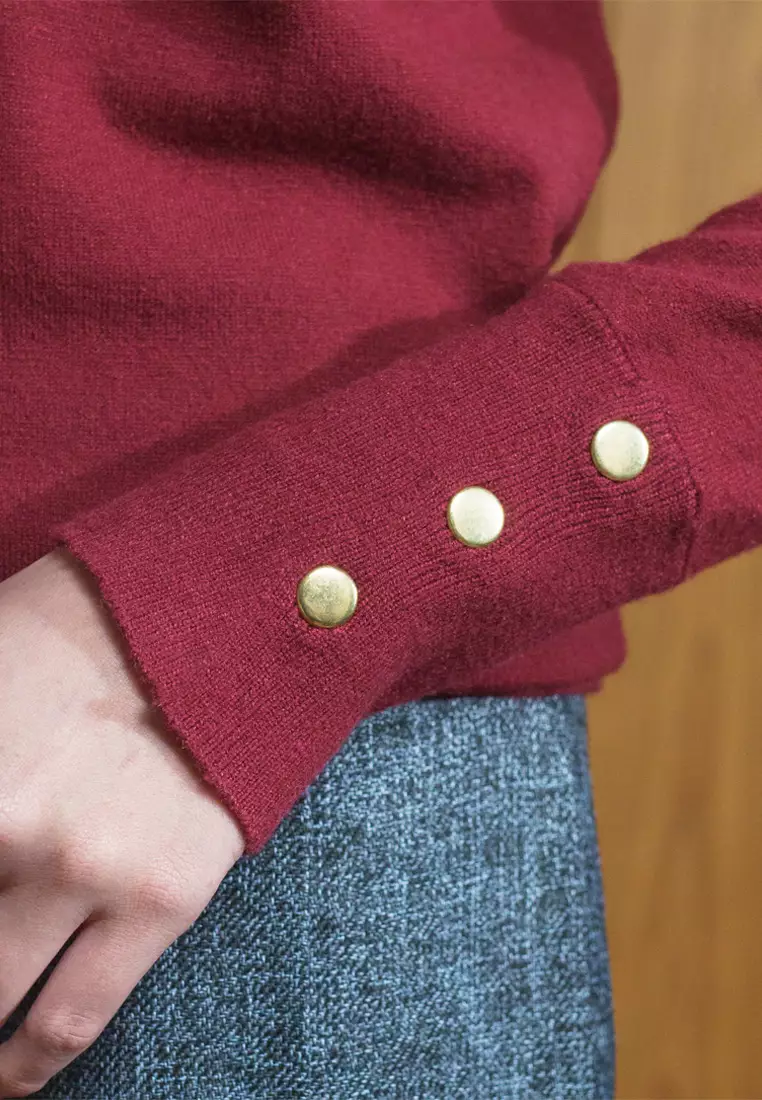 Jenna and Kaia - Nafa Turtleneck Dark Ruby - Kaos Turtleneck Wanita