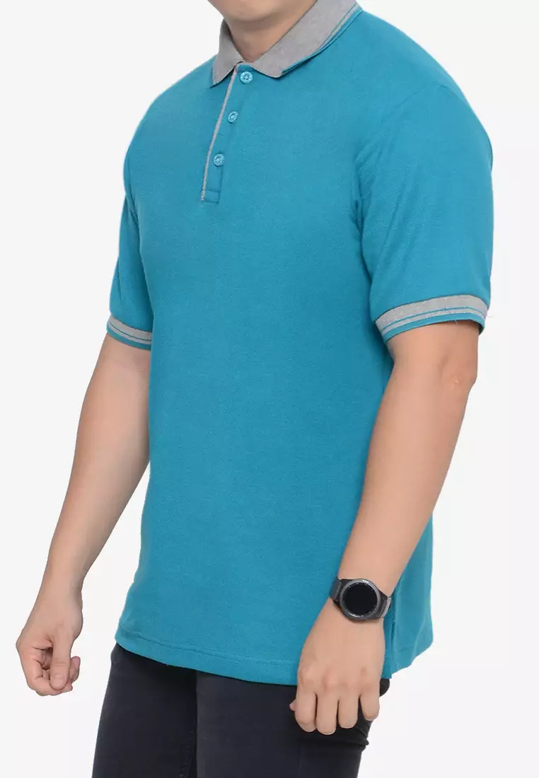 Andre Michel Kaos Polo Shirt Lengan Pendek Kerah Abu Biru Salem 933-82