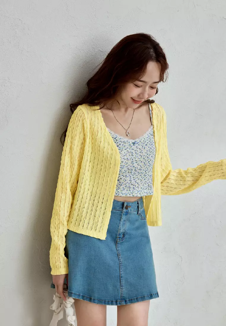 多色微透膚立體肌理外罩上衣《EA3965》