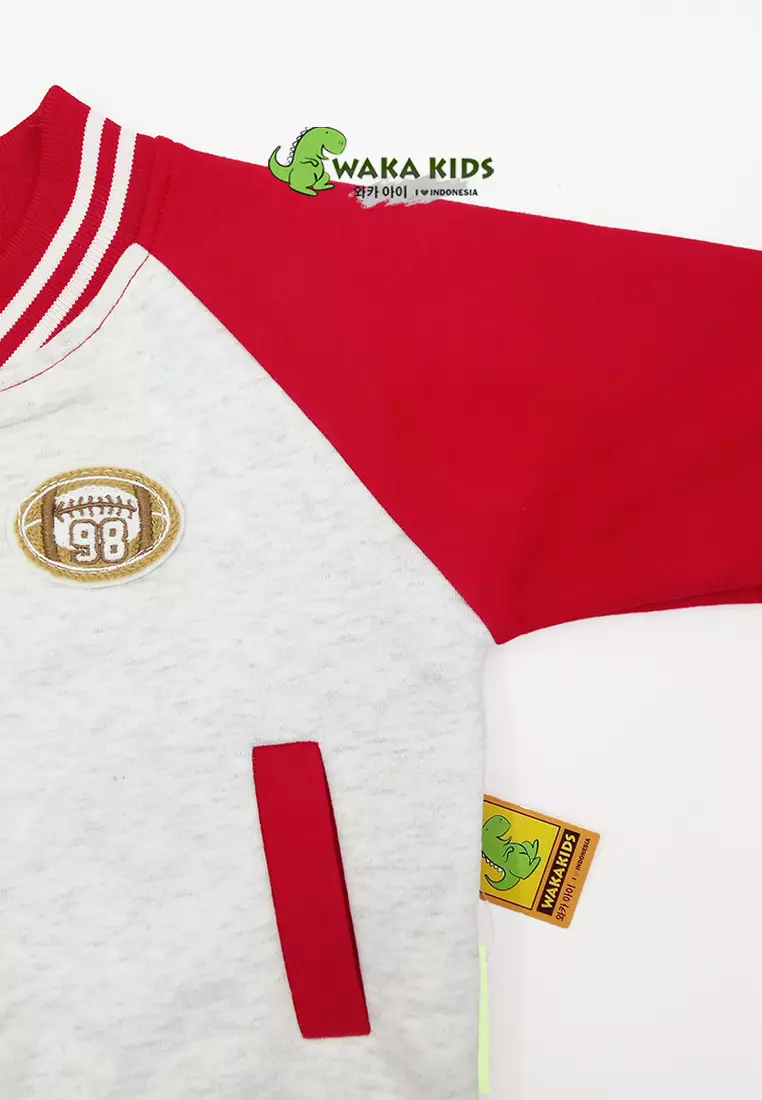 Wakakids Jaket Varsity Baseball Anak Laki Laki Logo Patch 4462 Venrz Hijau