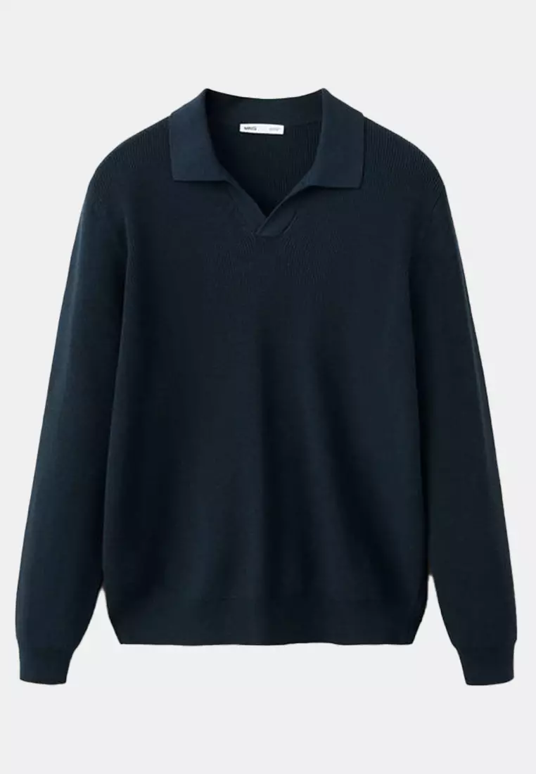 100% Cotton Ribbed Knit Polo Shirt