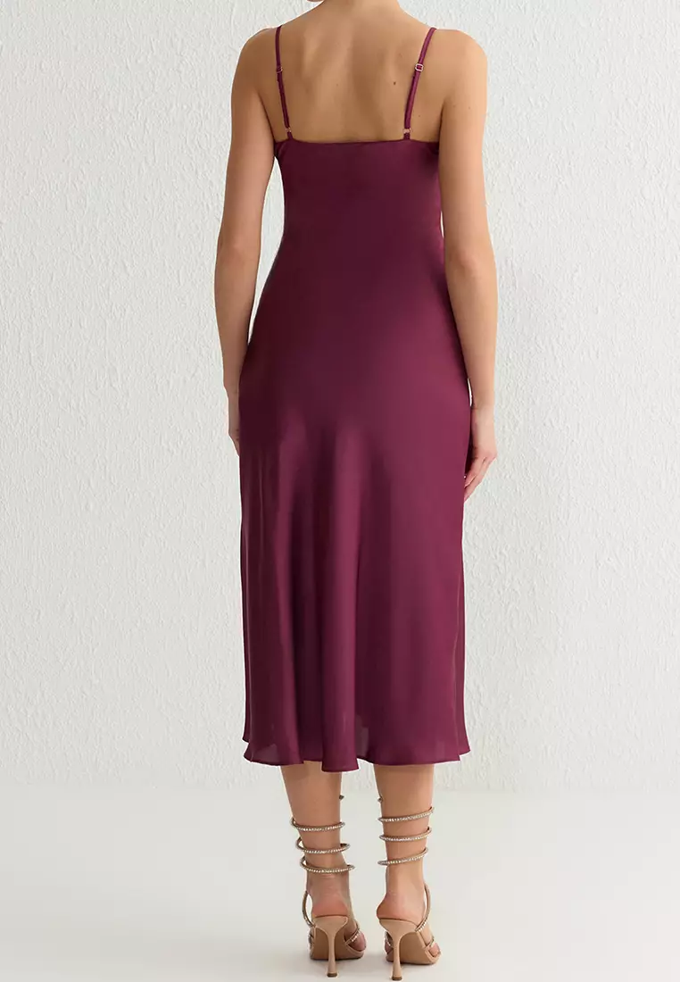 Stones Bow Detail Satin Dress