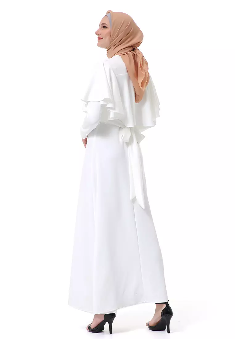 Zeta Dress Fashion Muslimah Wanita Long Sleeve Style Basic Relaxed Fit - Putih