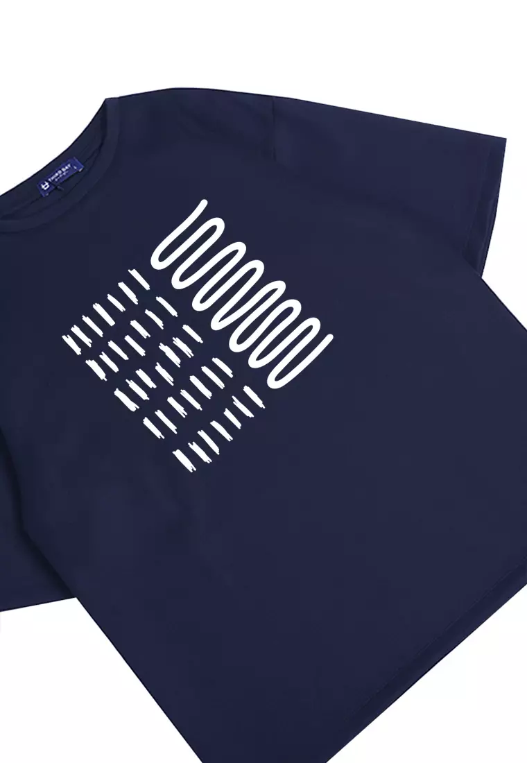MTO20 kaos oversize abstrak aesthetic kece pria scuba third day bahan tebal crew neck navy