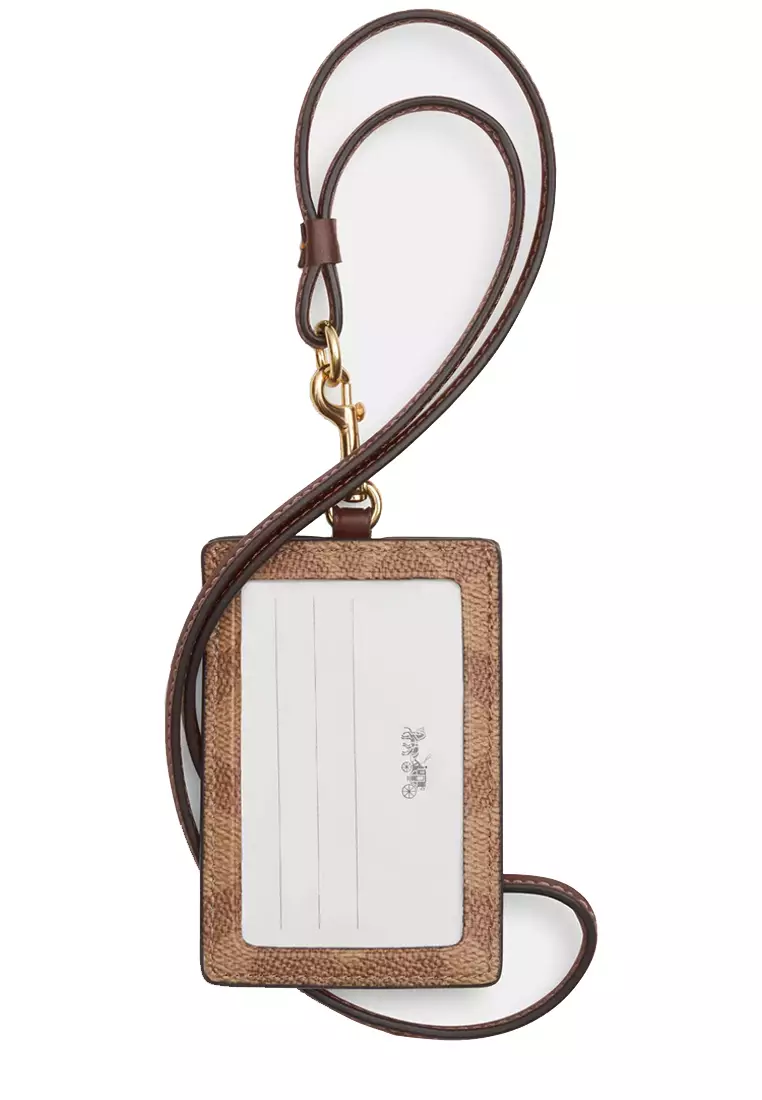 Id Lanyard In Signature Canvas in Tan/ Brown CZ285