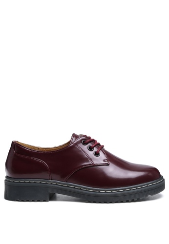 London Rag red SHANKS Oxford Patent PU Shoes in Burgundy 37A36SHDC6644BGS_1