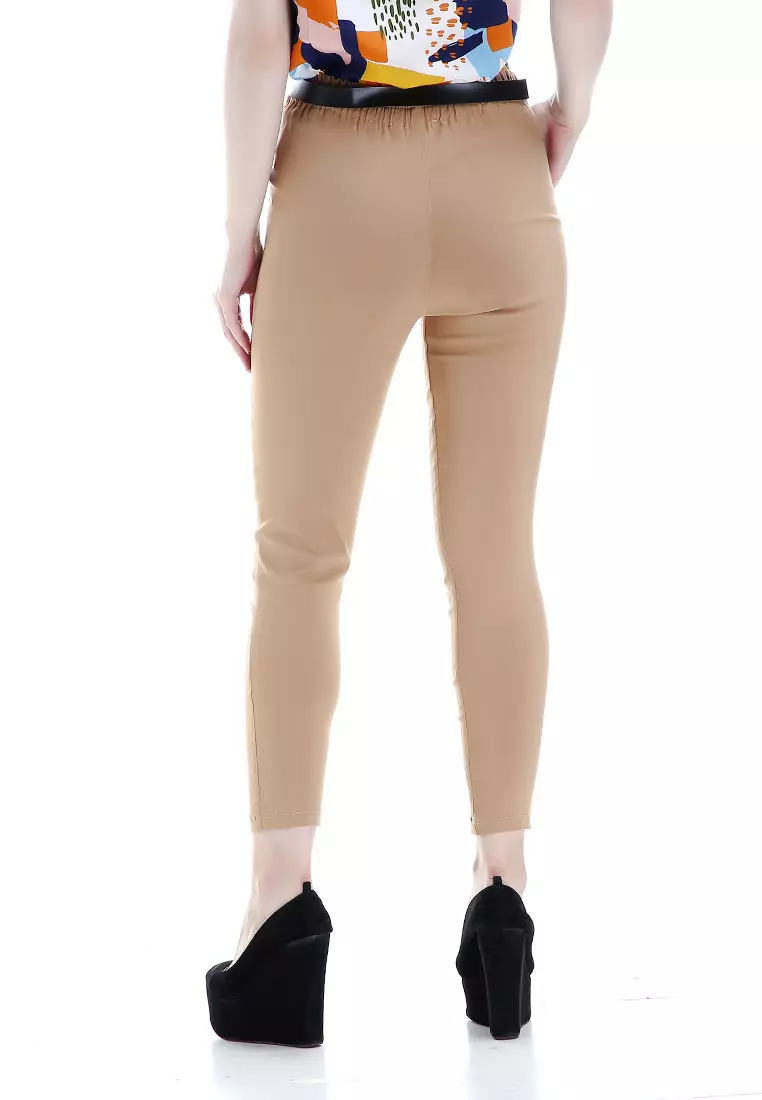 Hazel Celana Chino Wanita Bawahan Kasual Baggy Pants Woman - Cream