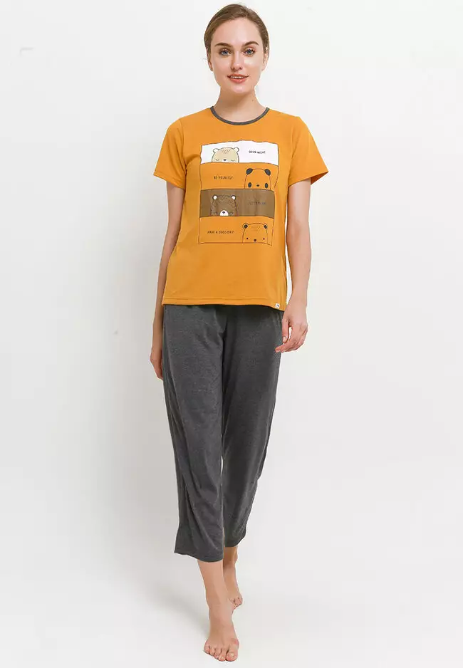 Pyjama Short Sleeve Long Pants Sleepwear