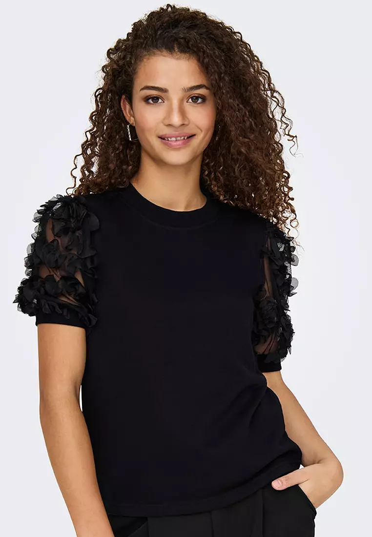 Ruffled Tulle Blouse