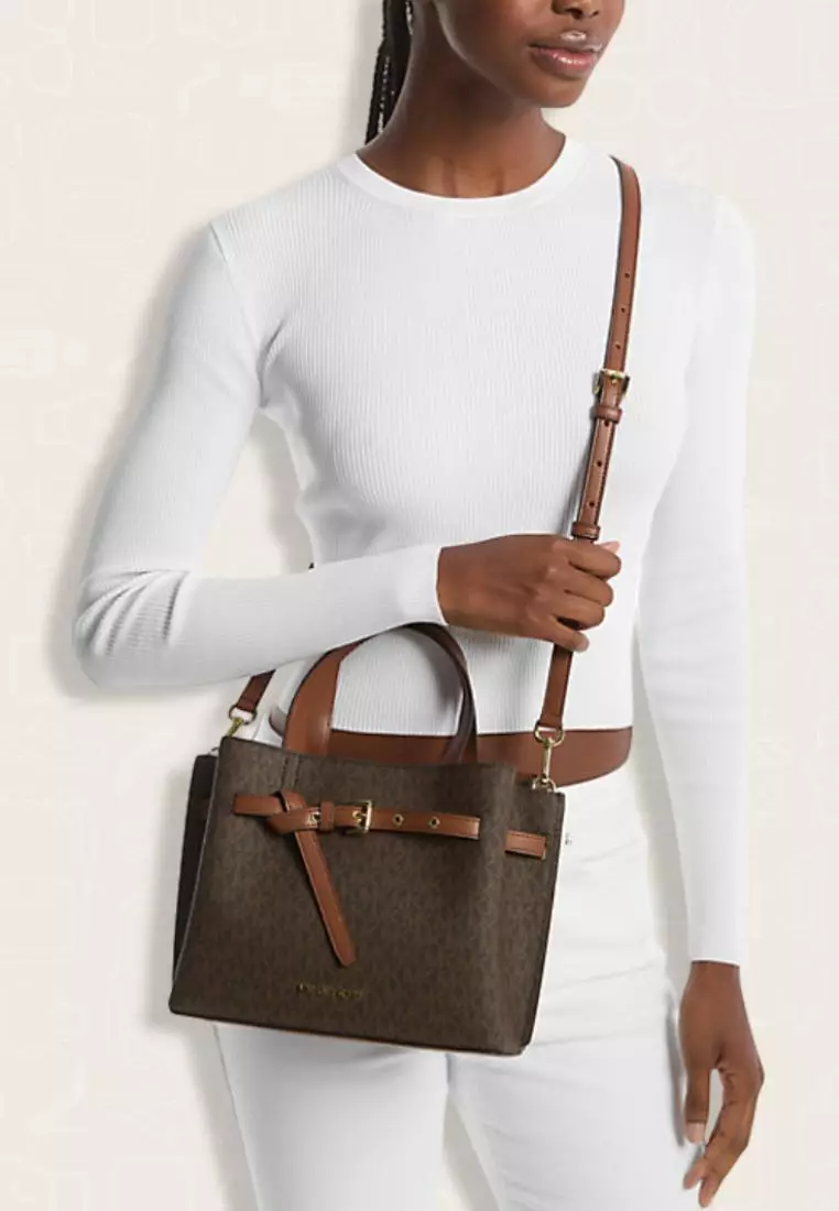 Michael Kors Emilia Small Logo Satchel Brown