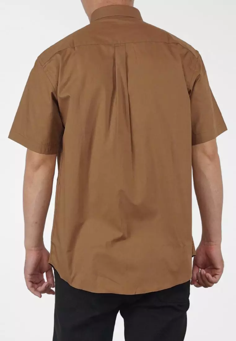 Crocodile MALE 0129 Brown 46 - Men Shirt Kemeja Lengan Pendek - Relax Fit - Katun