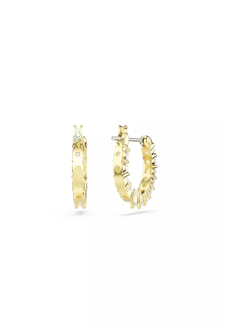 Matrix Vittore hoop earrings, Round cut, White, Gold-tone plated