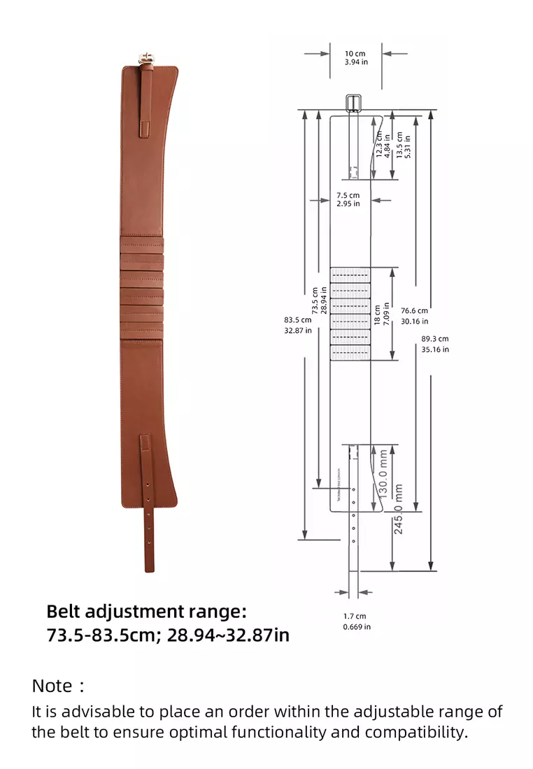 Noa 女士宽版弹性腰带 可调节 带针扣 - 棕色